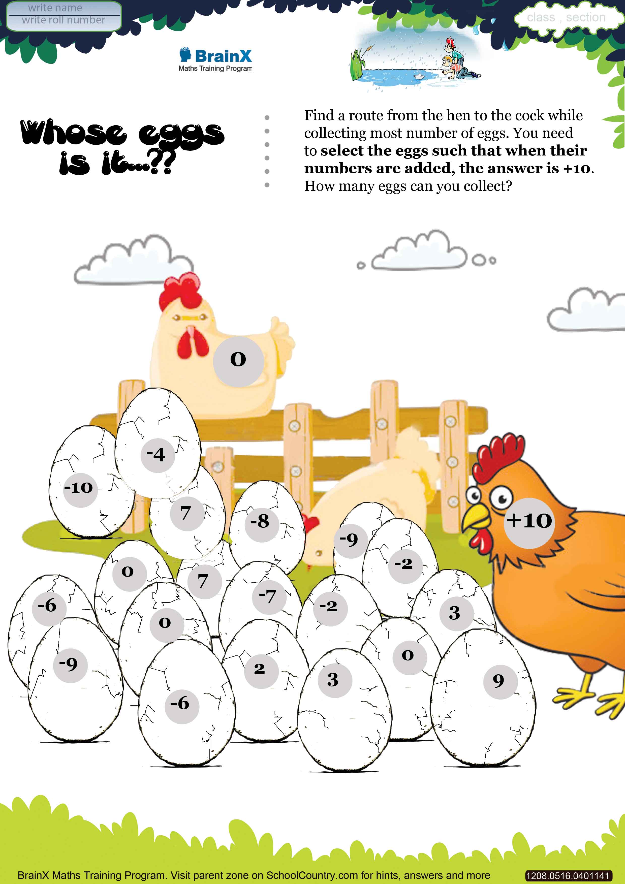 Printable Numbers Math Olympiad Worksheet Whose Eggs